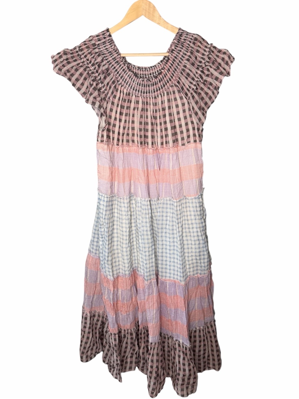 Free People Something Real Patchwork Plaid Tiered Maxi Dress - Picture 2 of 12